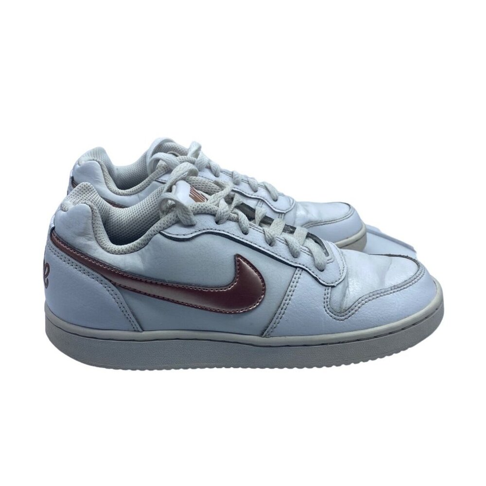 Nike Ebernon Leather‎ Athletic Sneakers Lace Up White Rose Gold Women Sz 7 FLAW